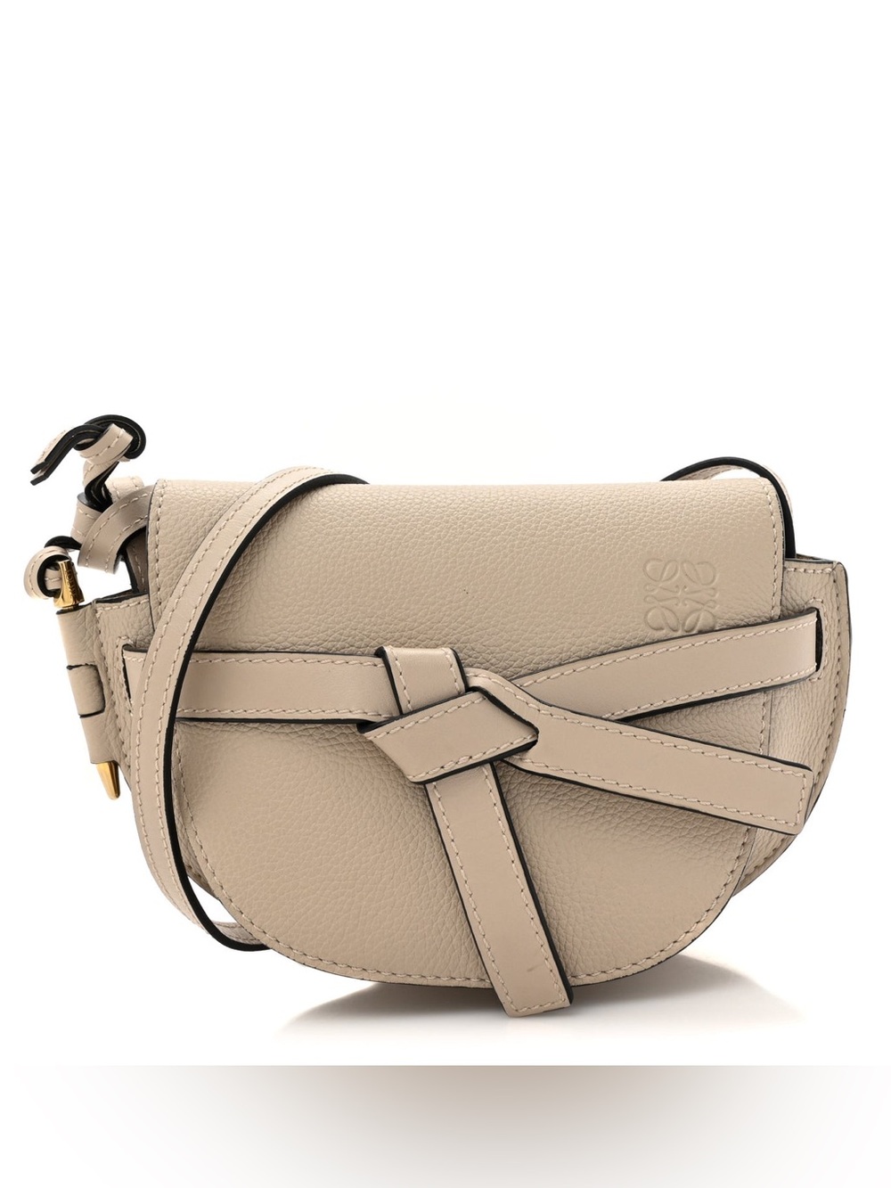 Grained Calfskin Mini Gate Crossbody Bag Light Oat by Loewe